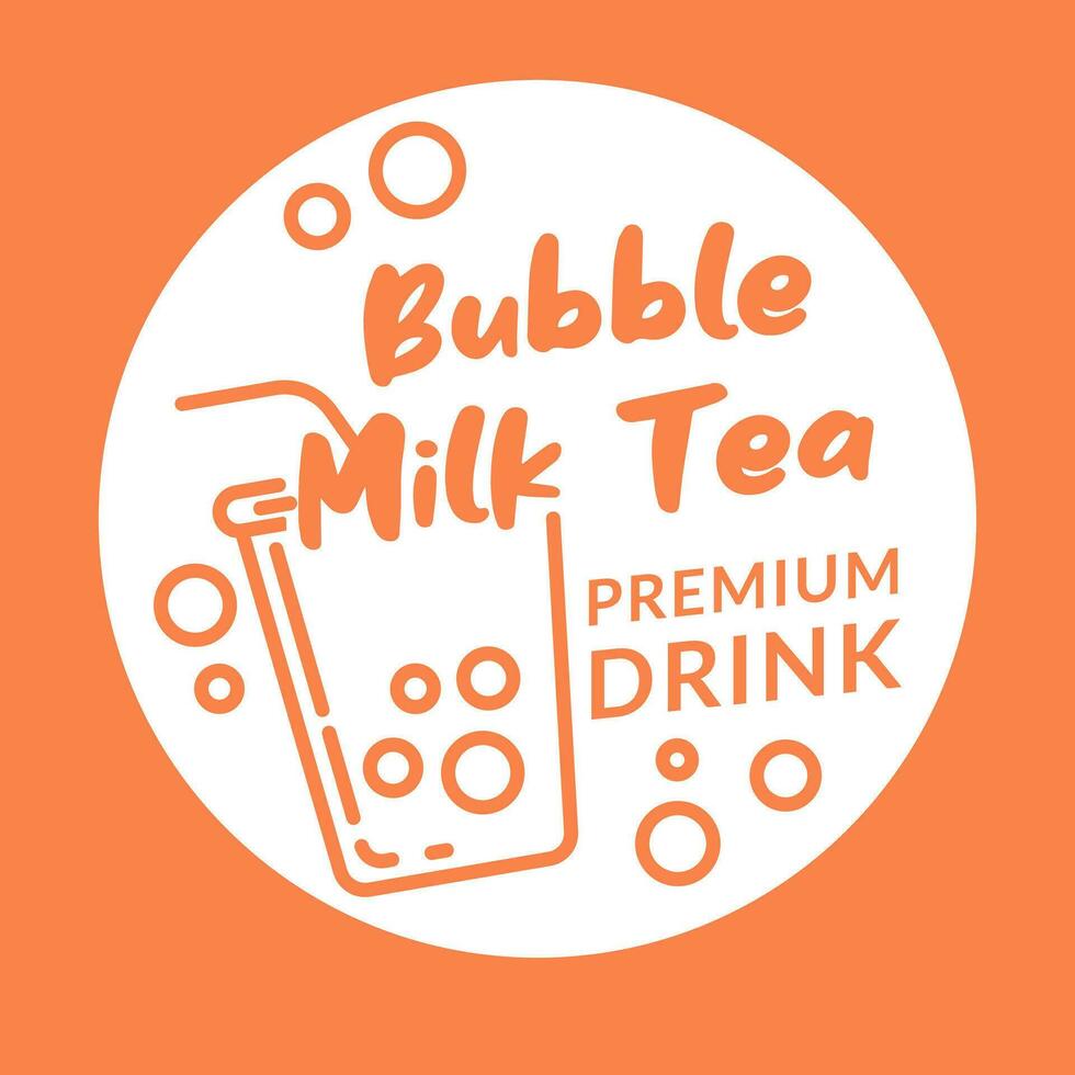 burbuja Leche té, prima bebida logotipo vector