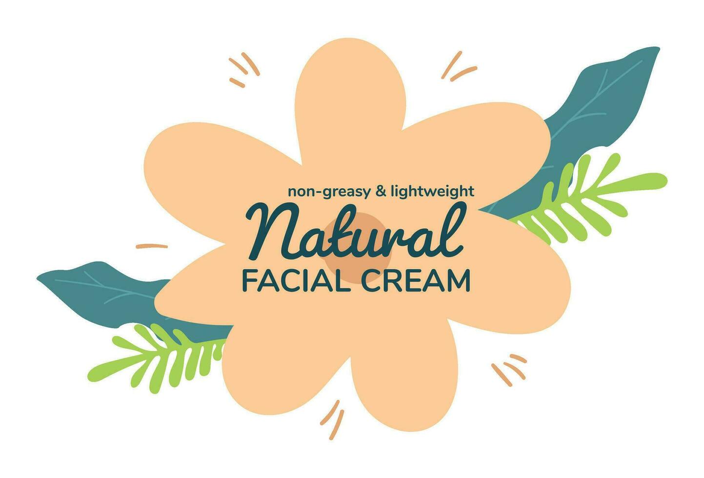 Natural facial cream, non greasy and lightweight vector