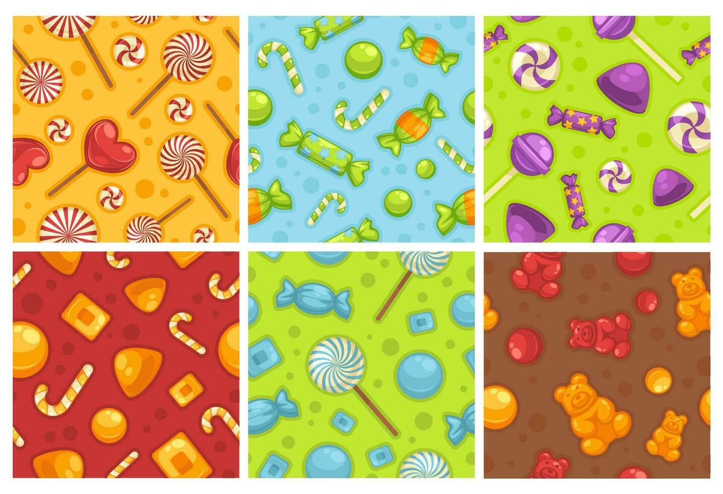 Decorative patter set with colorful sweet candies vector