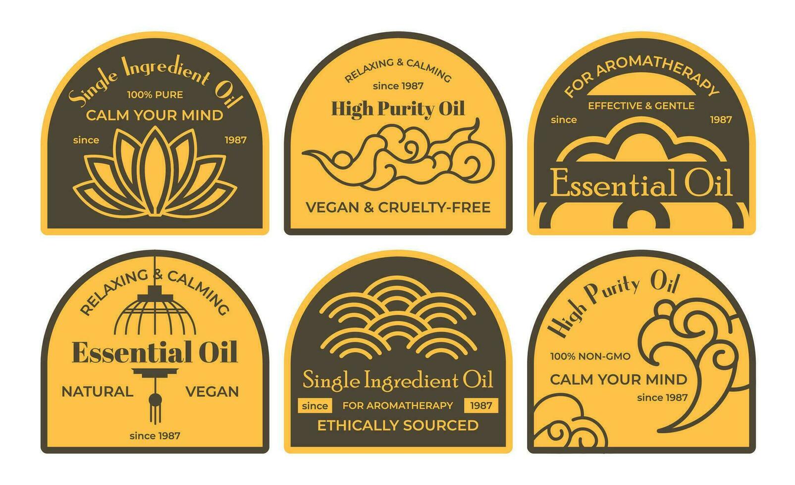 Label set deisgn for essential aromatherapy oil vector