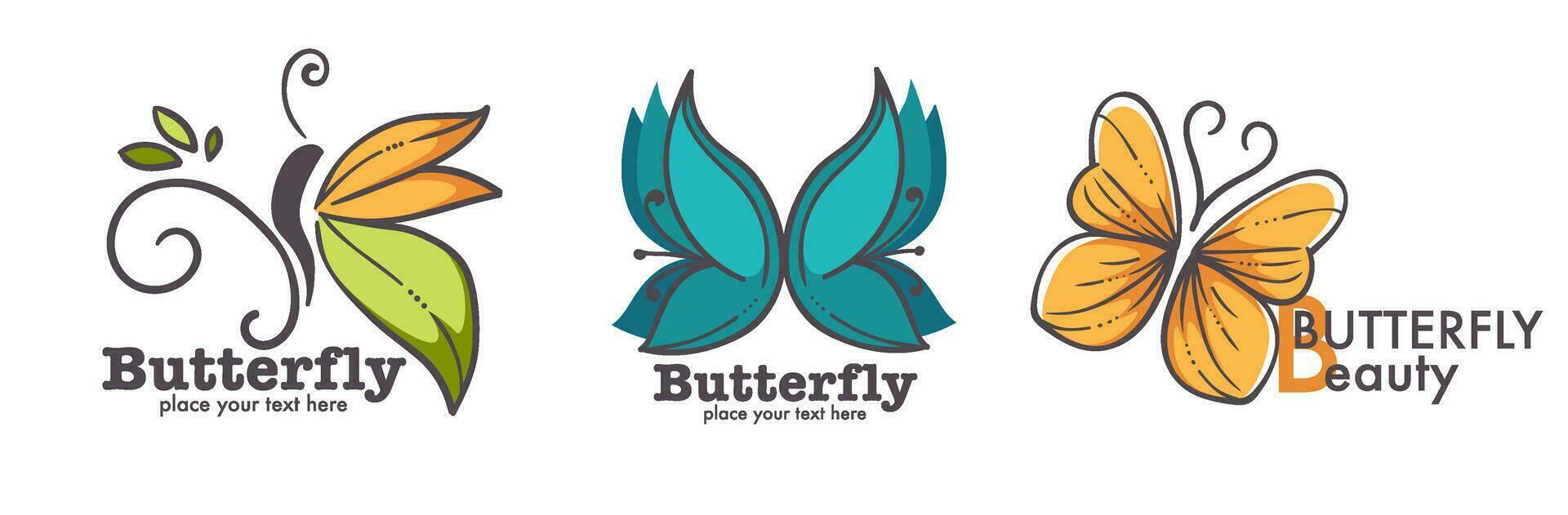 Beauty of butterfly, icons with placeholder vector