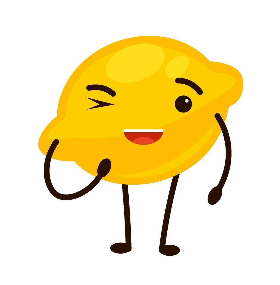 Sour lemon character with winking expressions vector