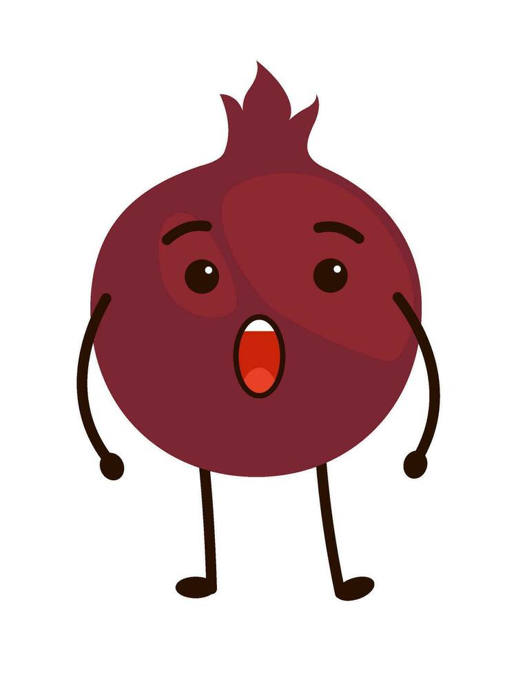 Surprised pomegranate cartoon character vector