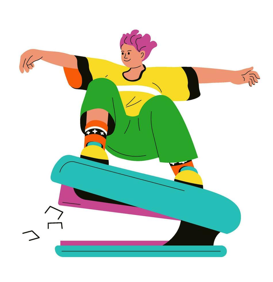 Funny student character riding on stapler vector