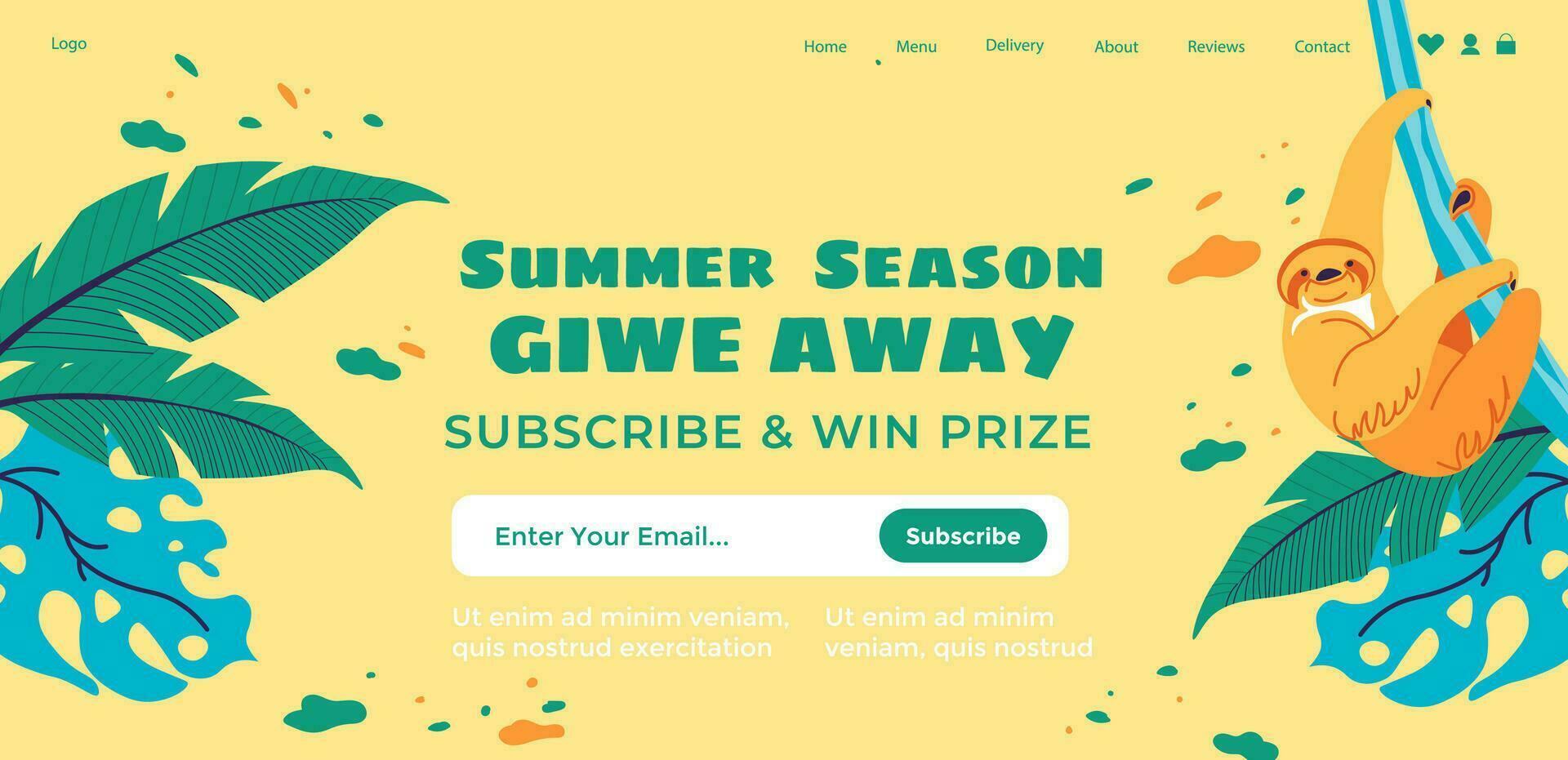 Summer season give away, subscribe and win prize vector