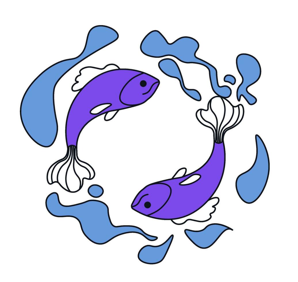 Zodiac sign of Pisces or Fish, astronomy symbol vector