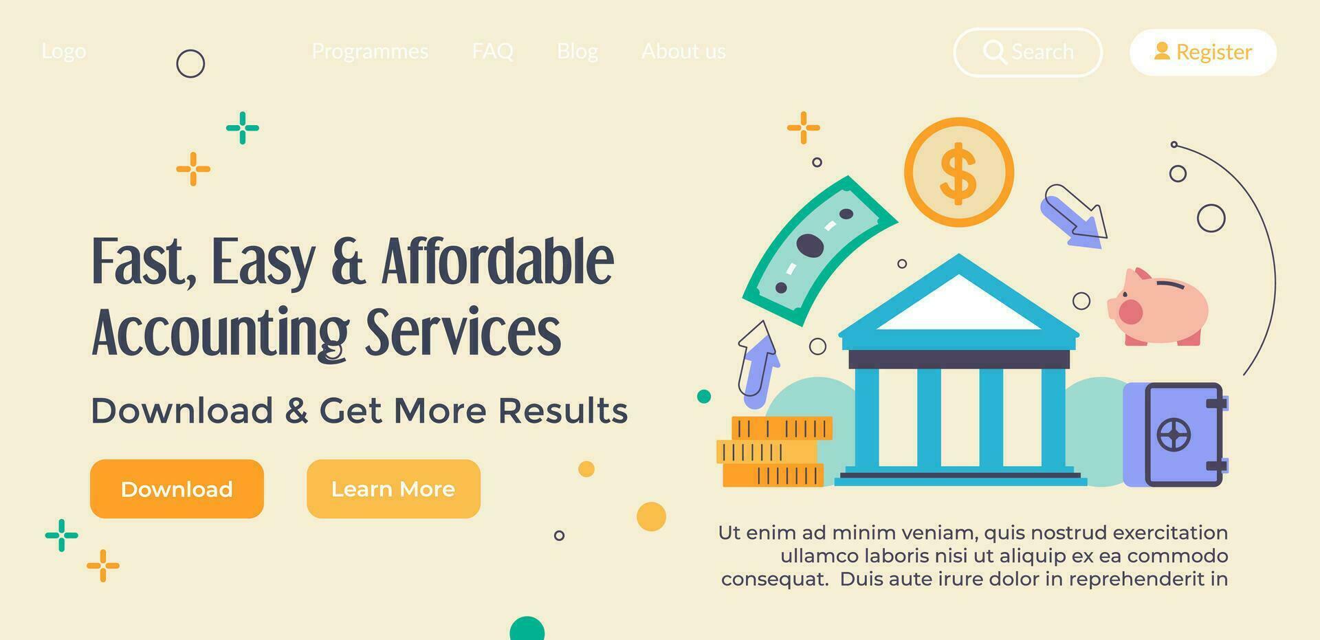 rápido fácil y asequible contabilidad servicios web vector