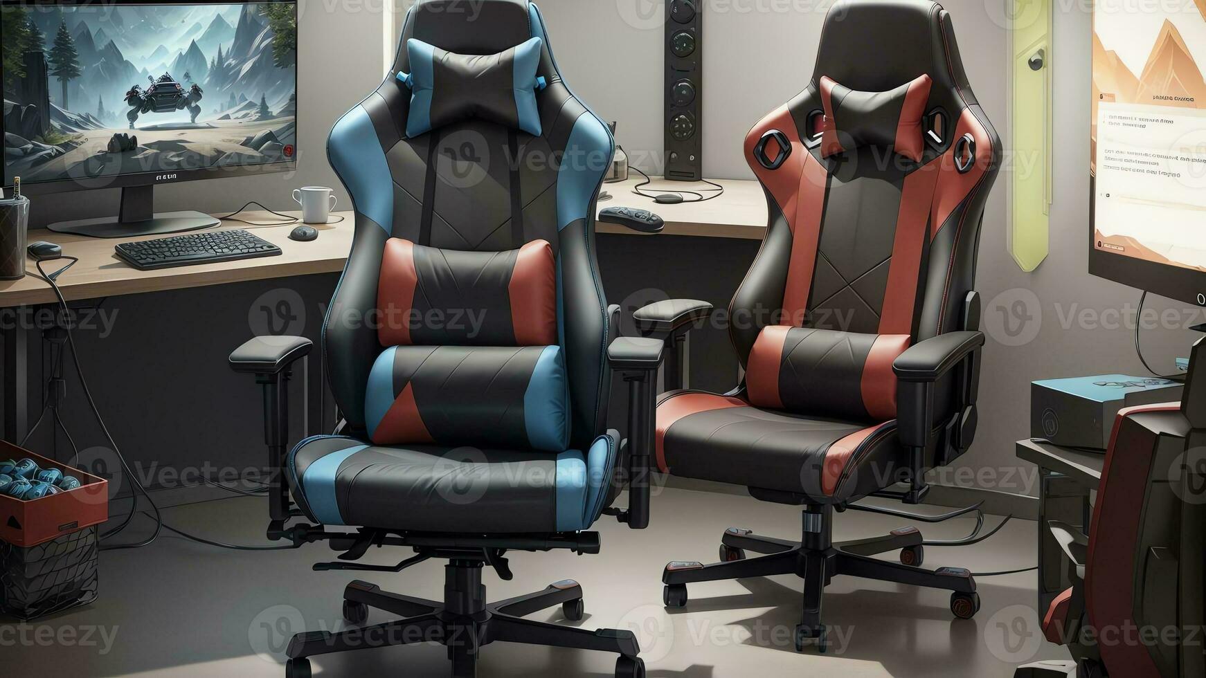 Level Up Your Gaming Setup with the Gaming Chair Floor Mat. AI Generated. photo