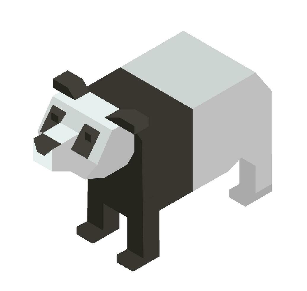 Animal figurine, square panda plaything or toy vector