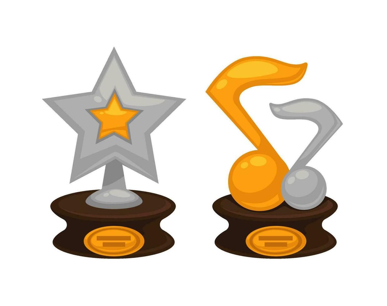 Silver and gold musicians prizes and awards vector