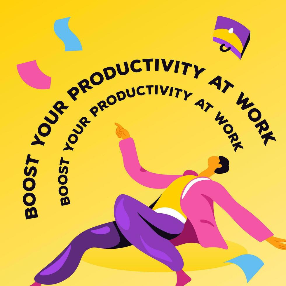 Boost your productivity at work promo banners vector