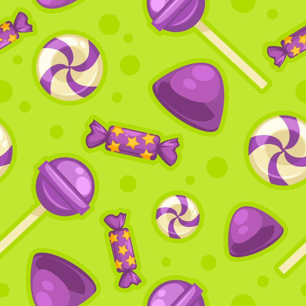 Candies in wraps and lollipops, sweets dessert vector