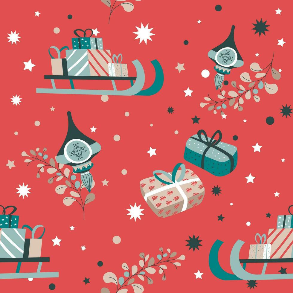 Christmas and New Year holiday pattern prints vector
