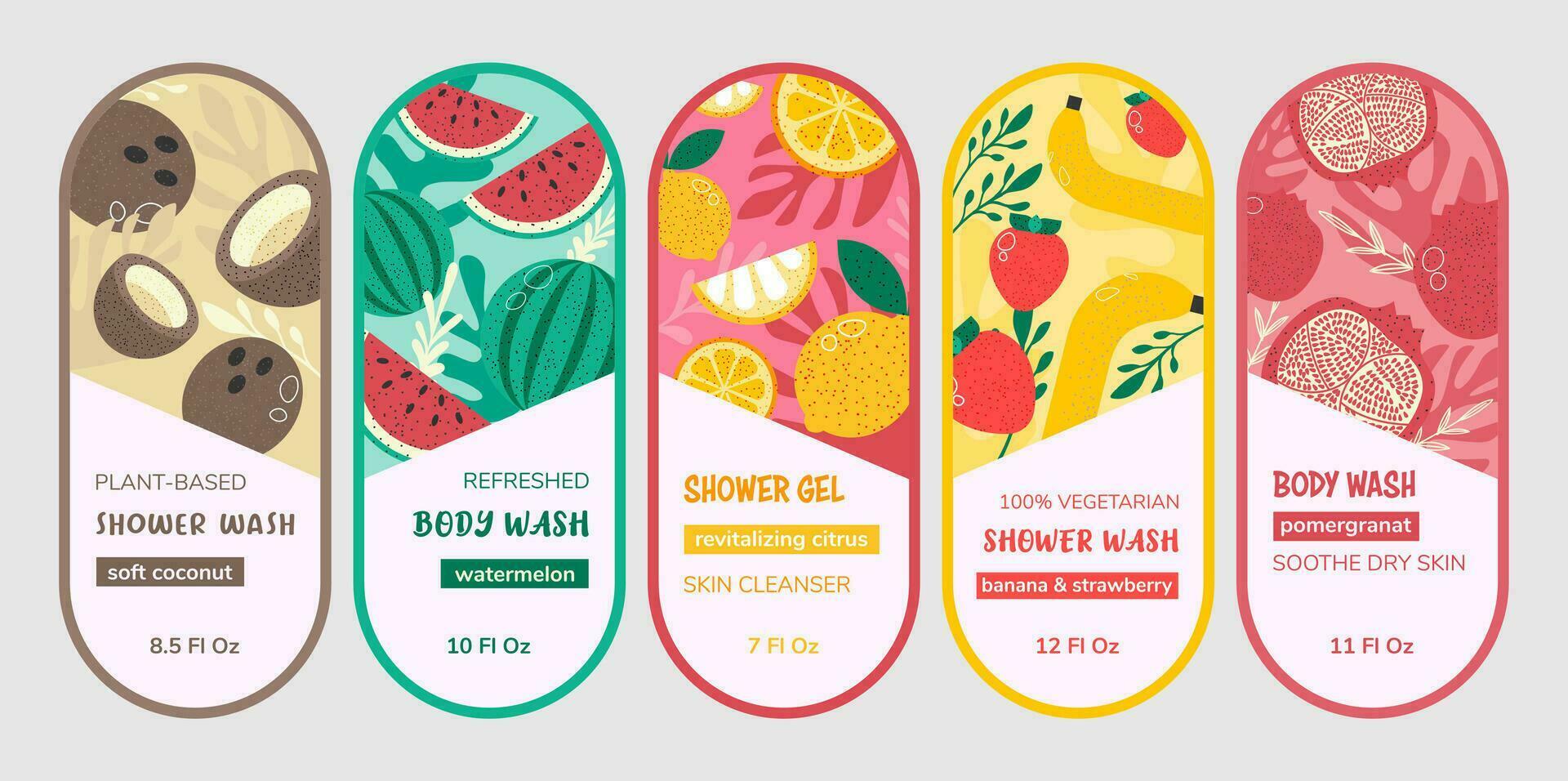 Label package set for body wash product advertising vector