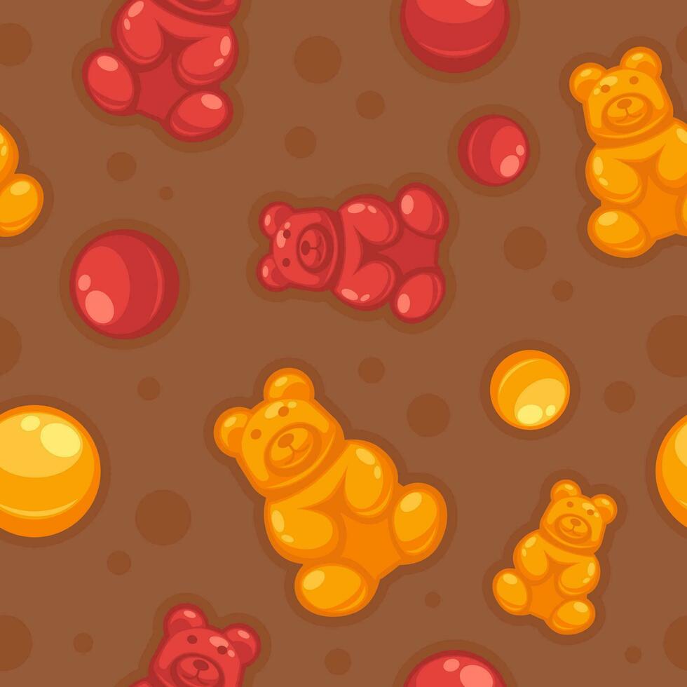 Jelly bears, sweets and desserts from shop store vector