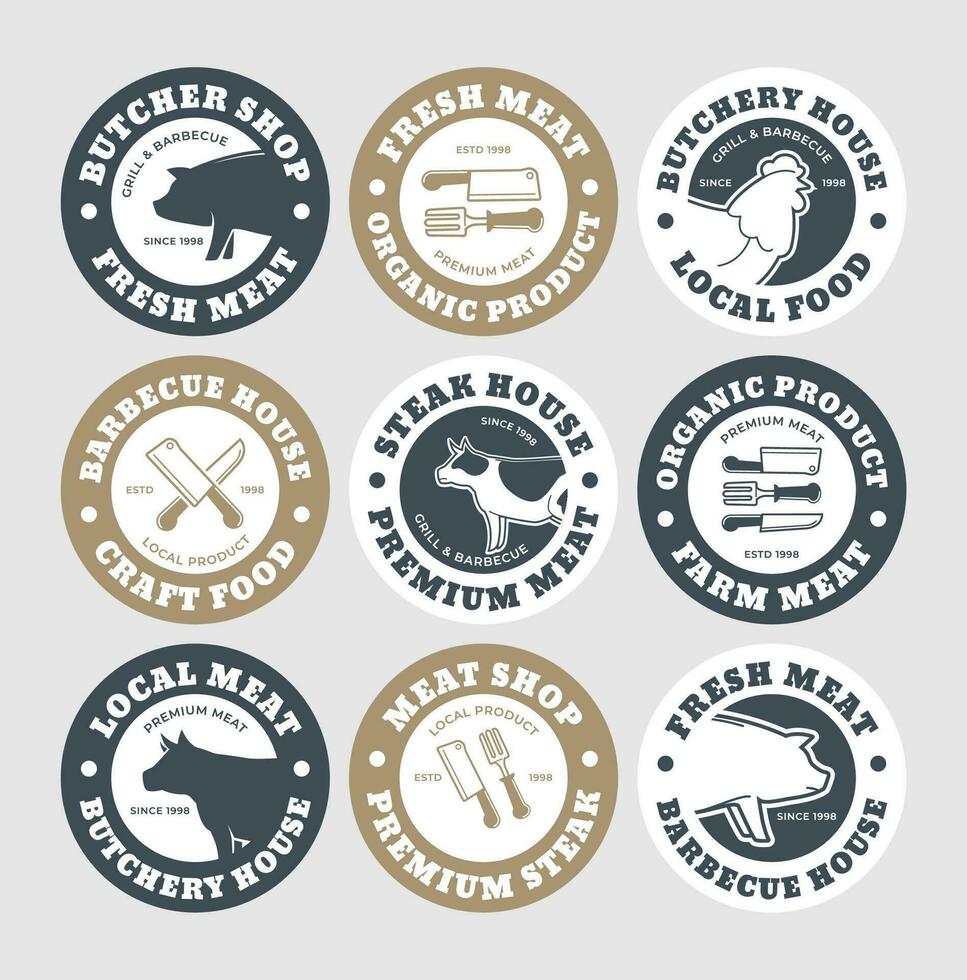 Sticker tag set design for fresh meat product vector