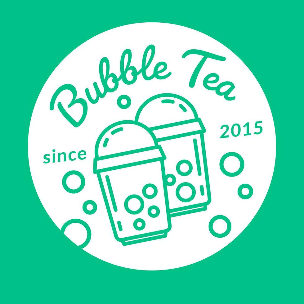 Tasty organic beverage, bubble tea since 2015 vector