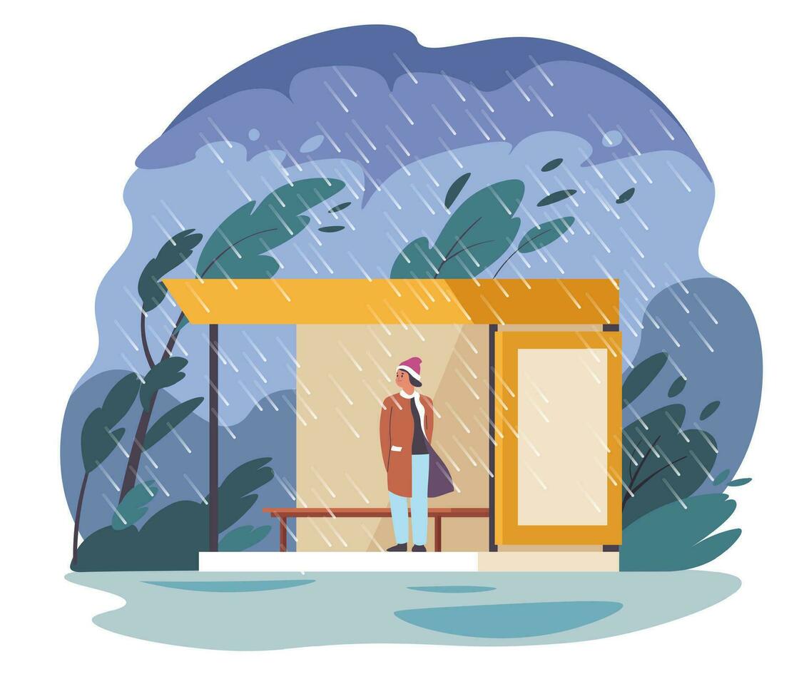 Weather conditions, raining and downpour vector