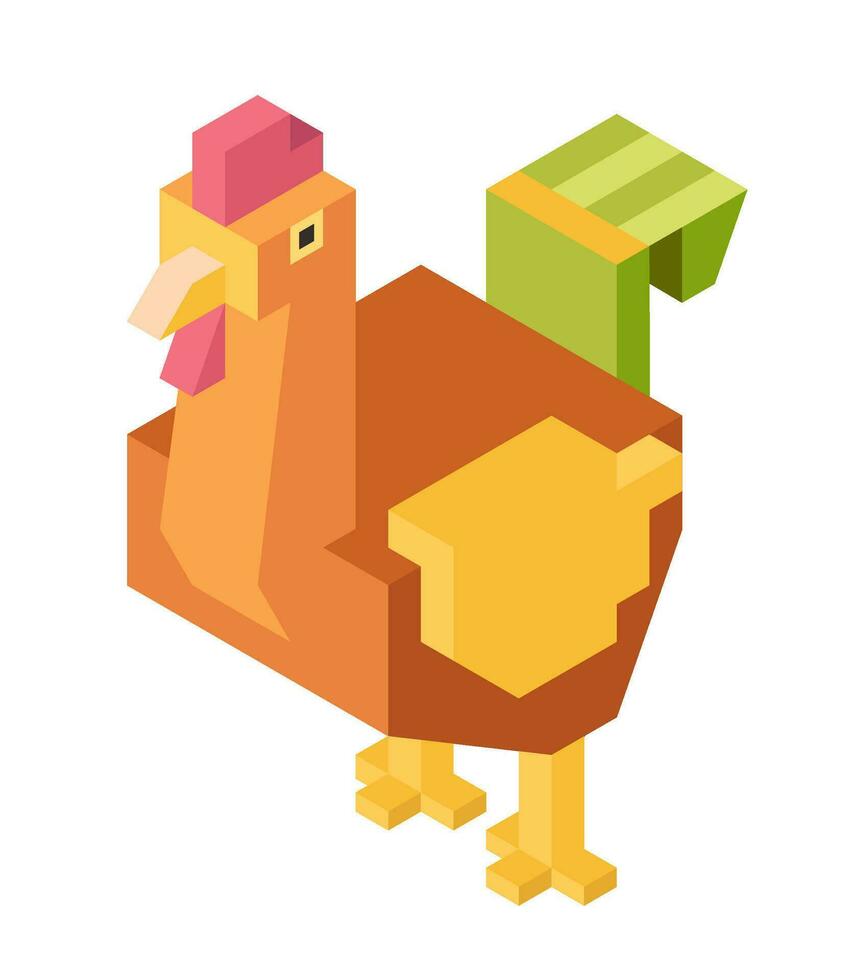 Animal from farm, geometric chicken design vector