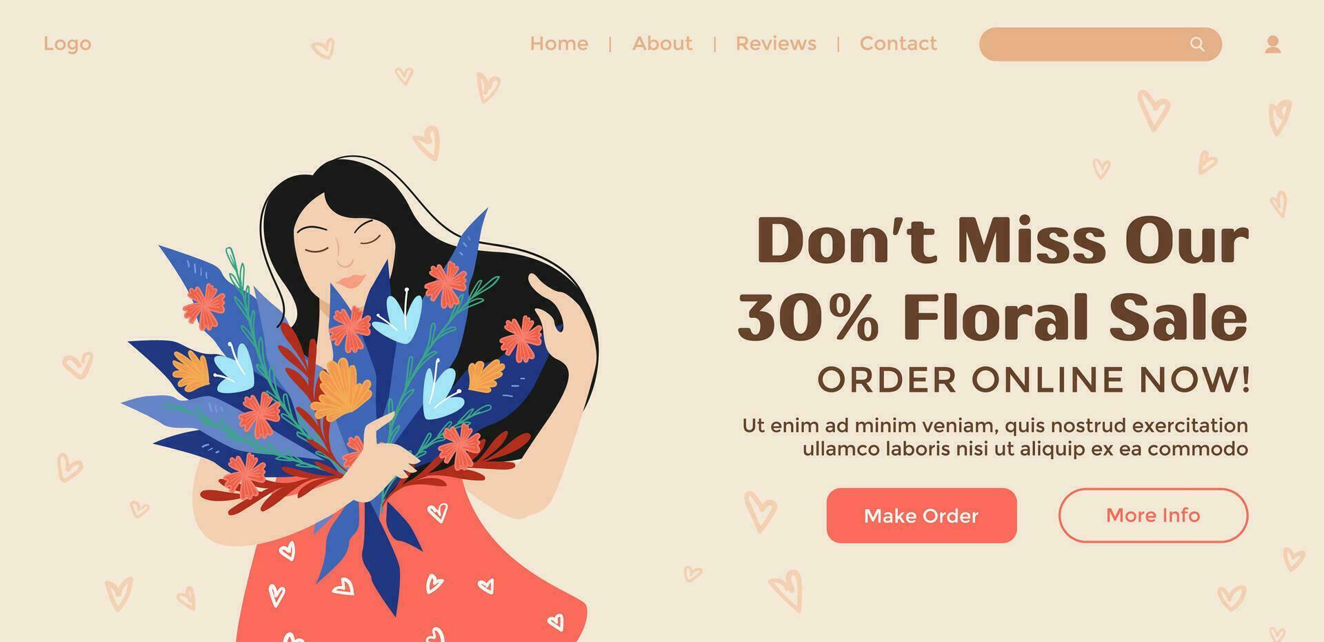 no perder nuestra floral venta, orden en línea ahora web vector