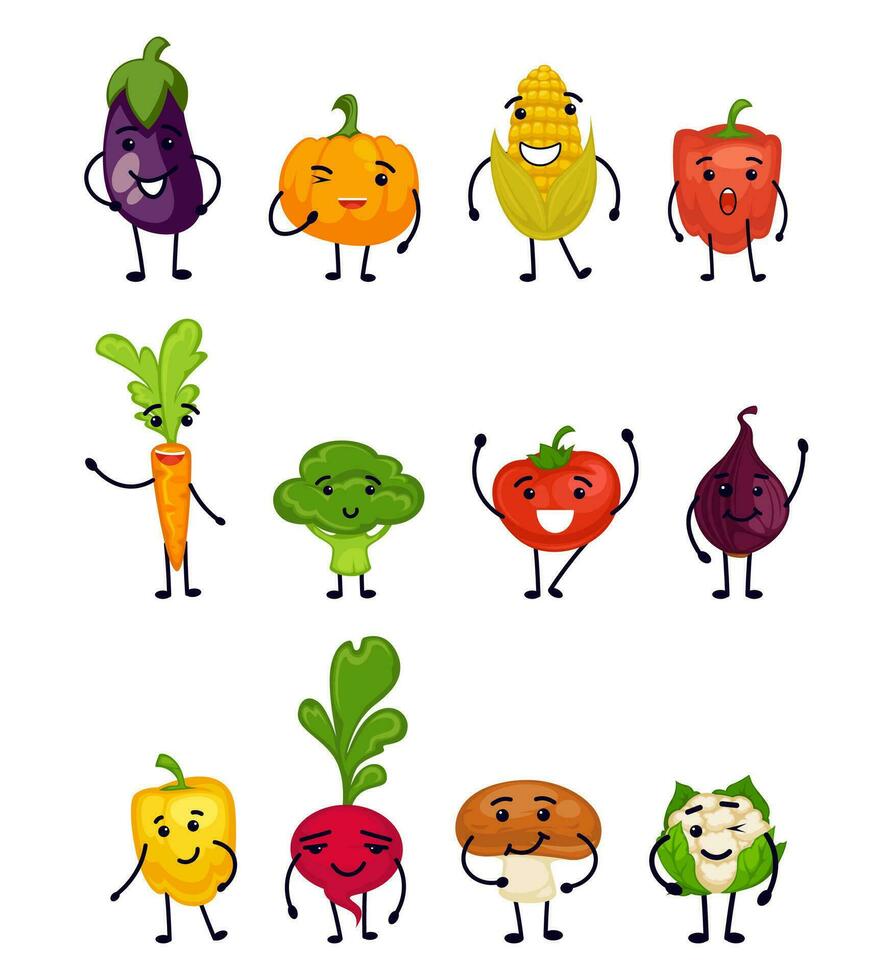 Cartoon natural food character collection elements vector