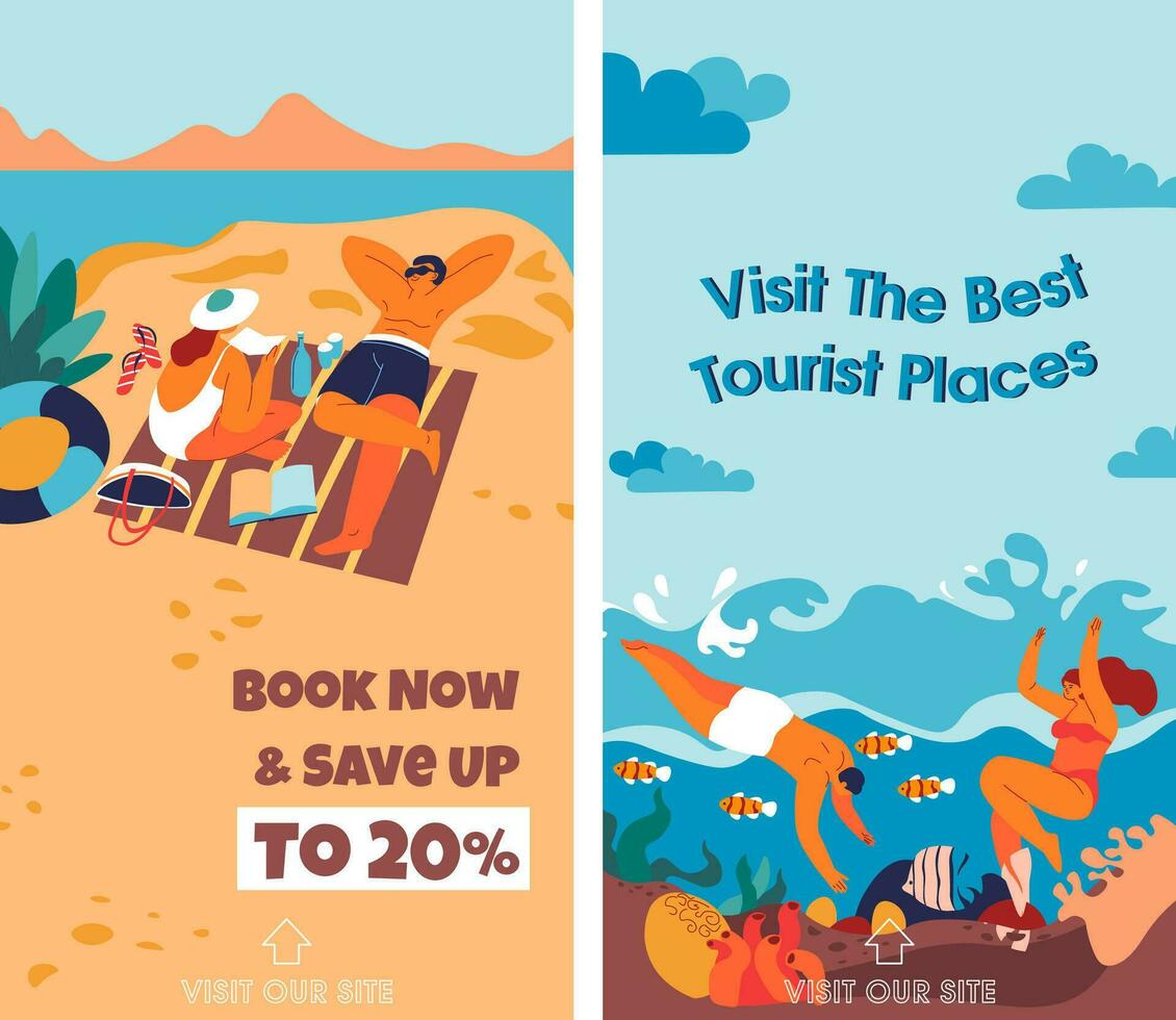 Visit best tourist places, book now and save money vector