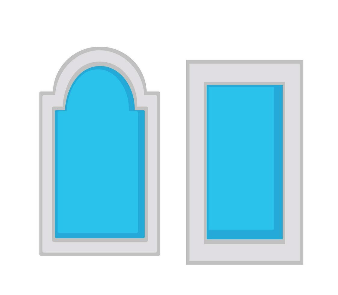 Windows classic and arched styles, architecture vector