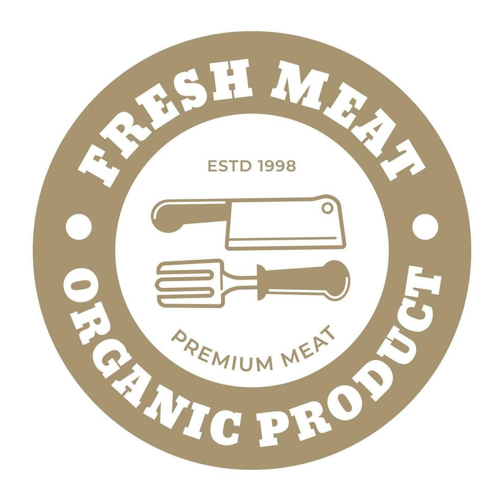 Fresh meat, organic products for cooking, logo vector
