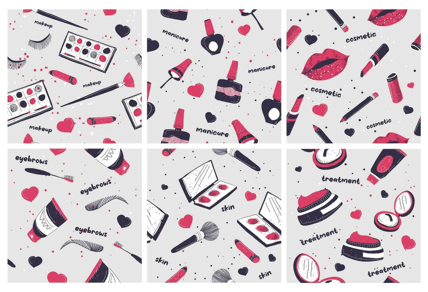 Decorative pattern set with makeup elements vector