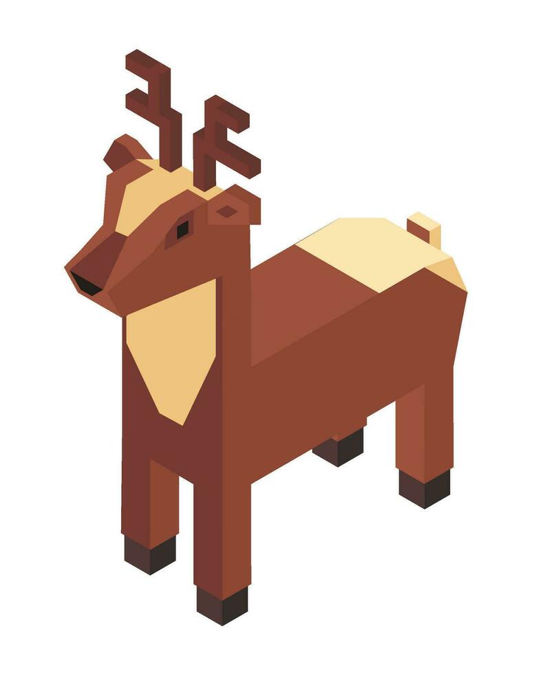 Deer figure or toy, cute plaything animal geometry vector