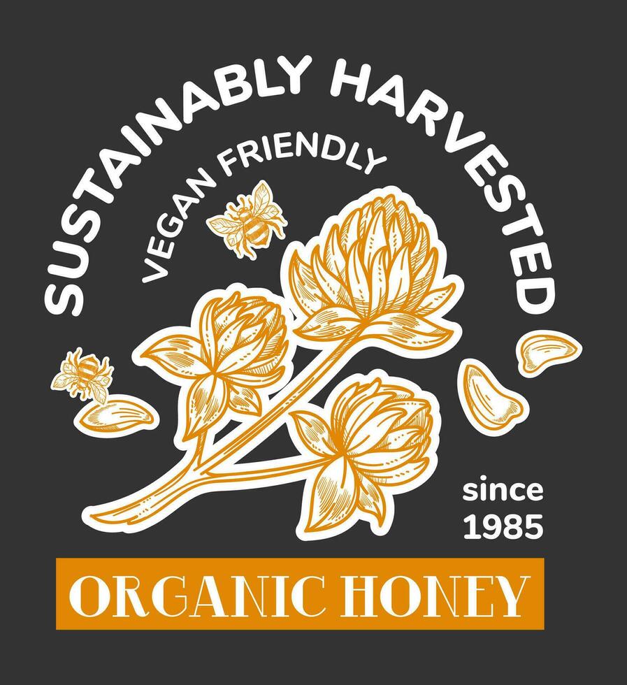 Sustainably harvested vegan friendly organic honey vector