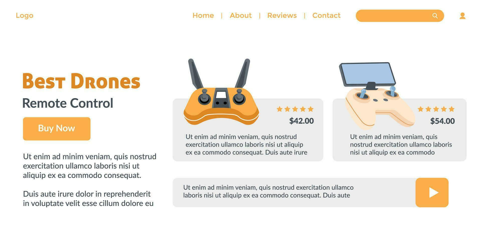 Best drones with remote control, website page vector