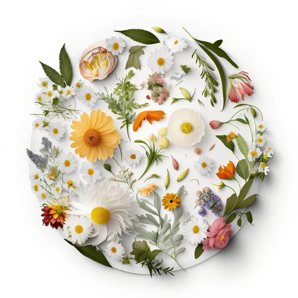 A bouquet of flowers on a white background. photo