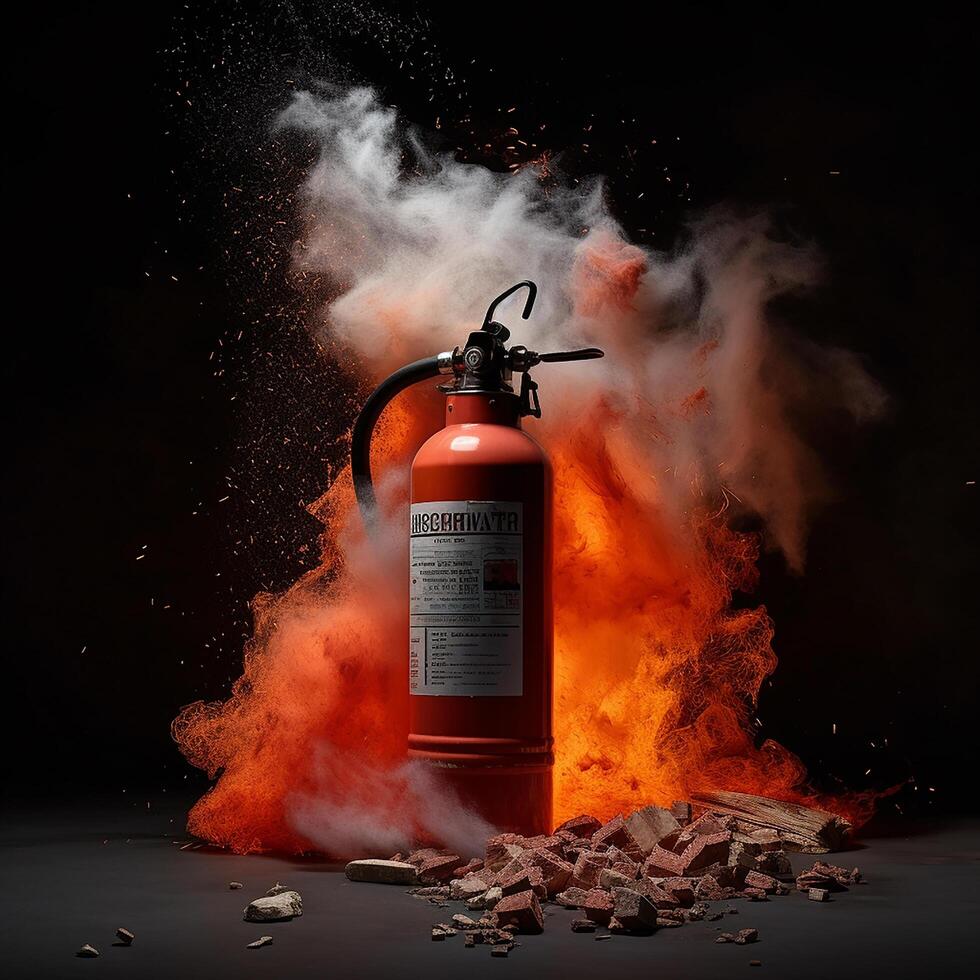 A fire extinguisher in a fire. photo