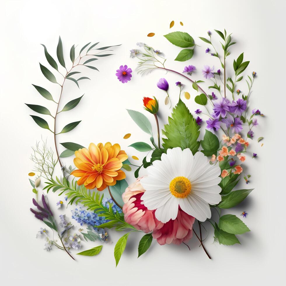 A bouquet of flowers on a white background. photo