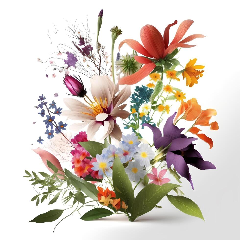 A bouquet of flowers on a white background. photo