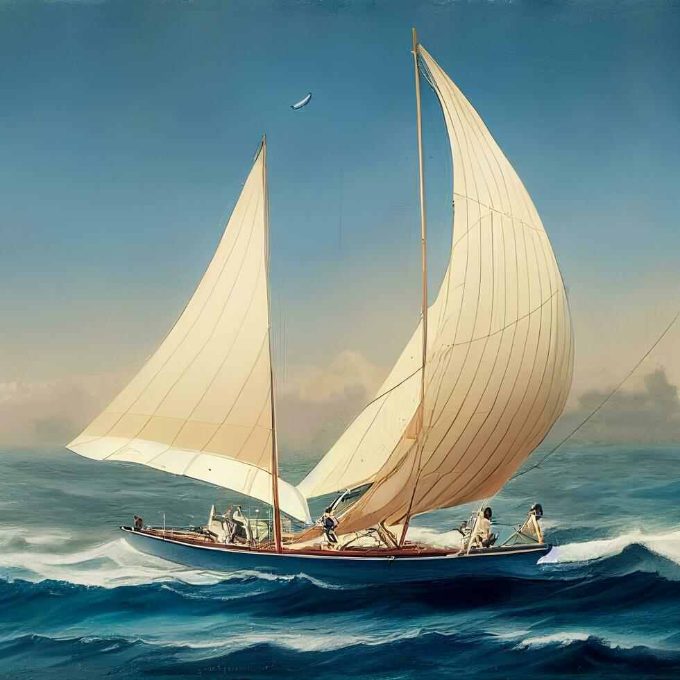 A sailboat in the ocean. Generative AI photo