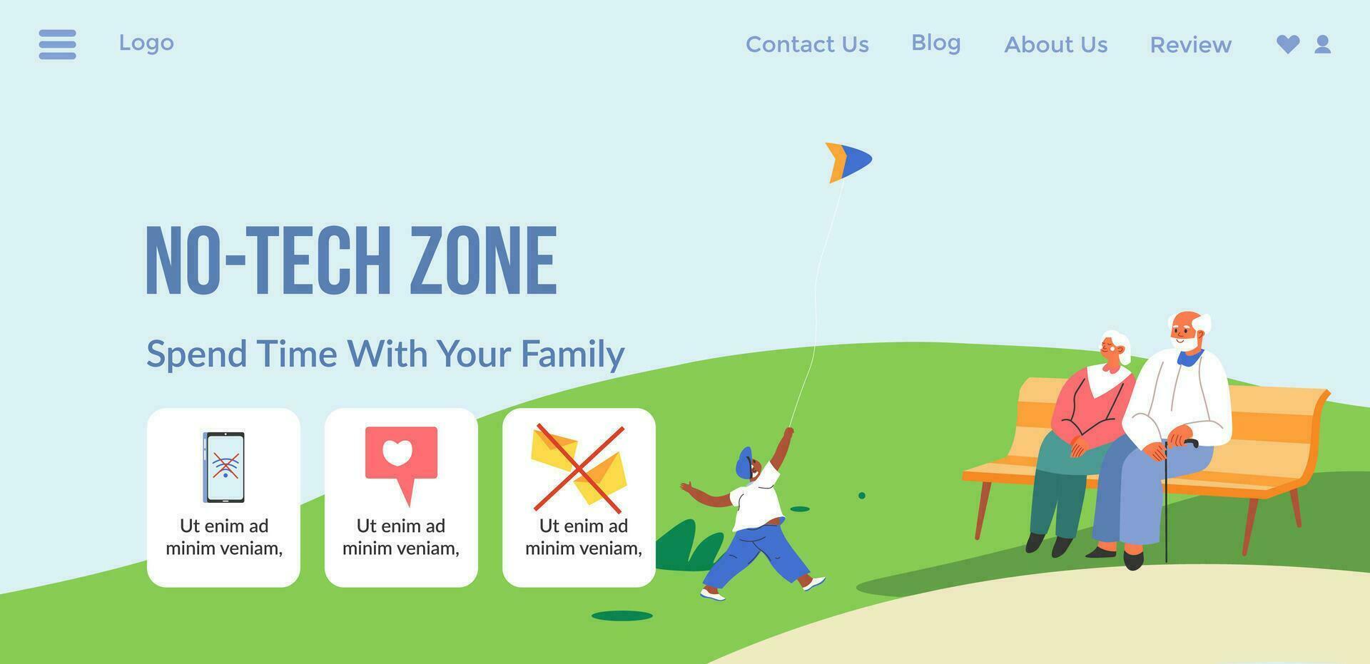 No tech zone, spend time with your family web vector