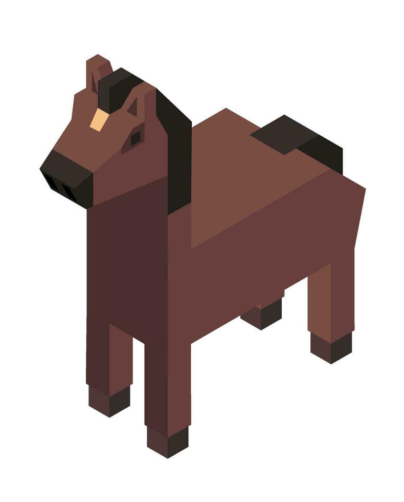 Animal wooden toy or figure, farm horse vector