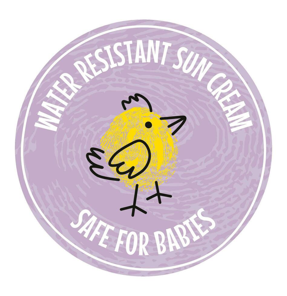 Water resistant sun cream, safe for babies vector