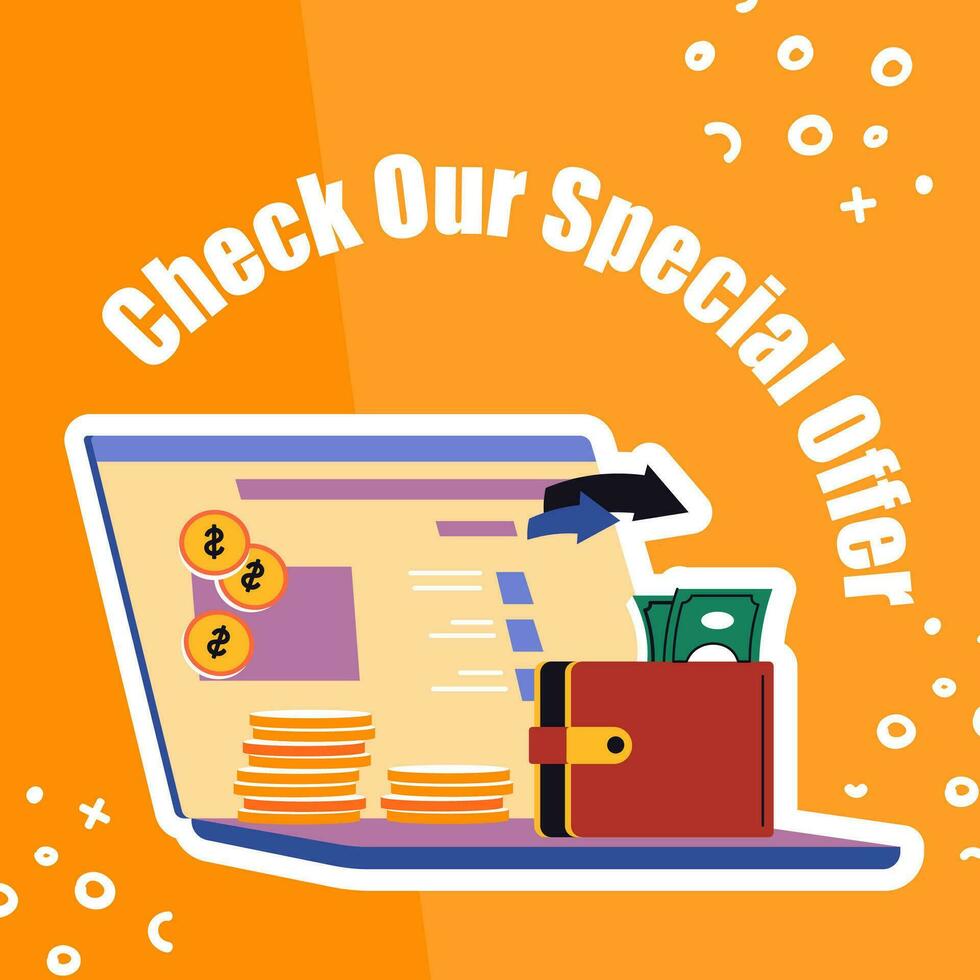 Check our special offer, financial application vector