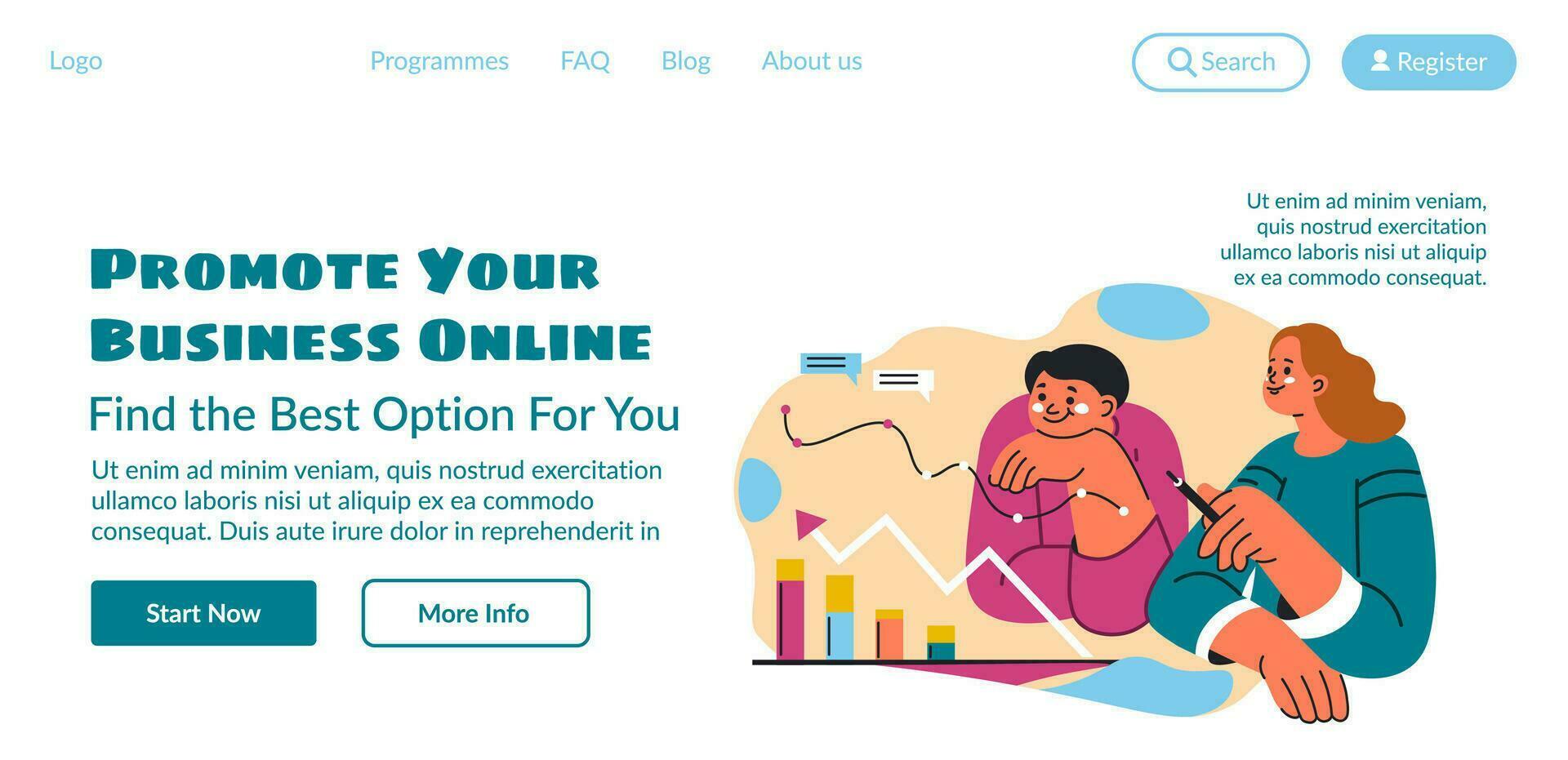 Promote your business online, find best option vector