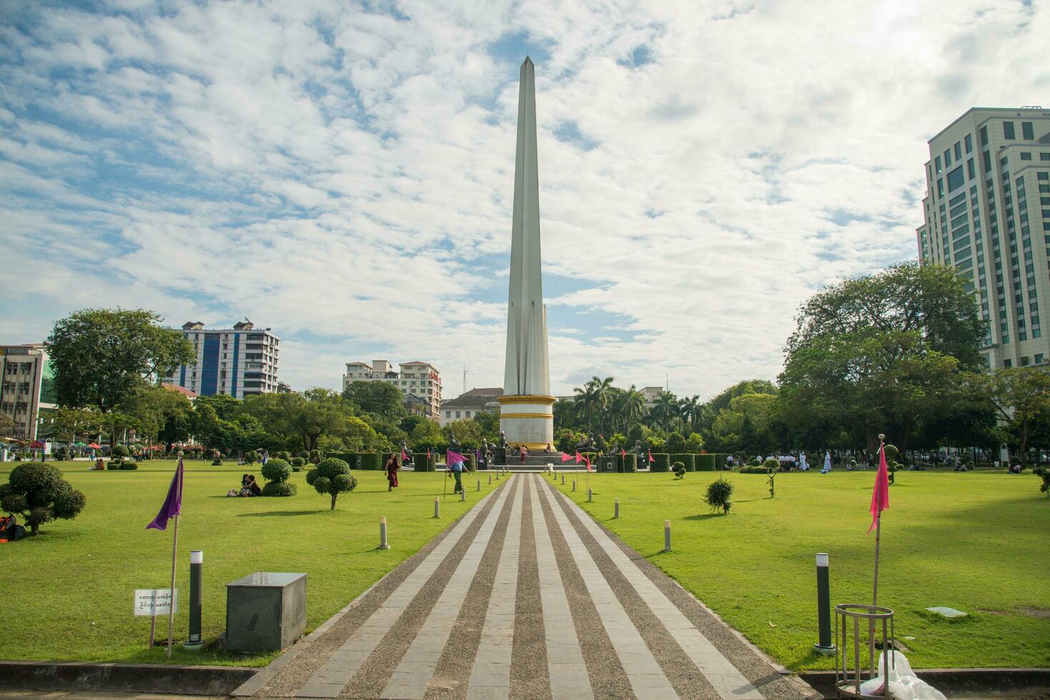 Yangon, Myanmar - December 16 2016 - Independence Monument in Maha Bandoola garden of Yangon township, Myanmar photo