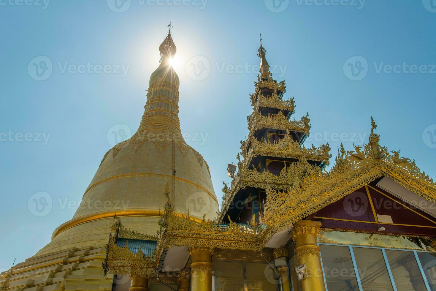 The Shwemawdaw pagoda the tallest stupa in Myanmar located in the downtown of Bago. photo
