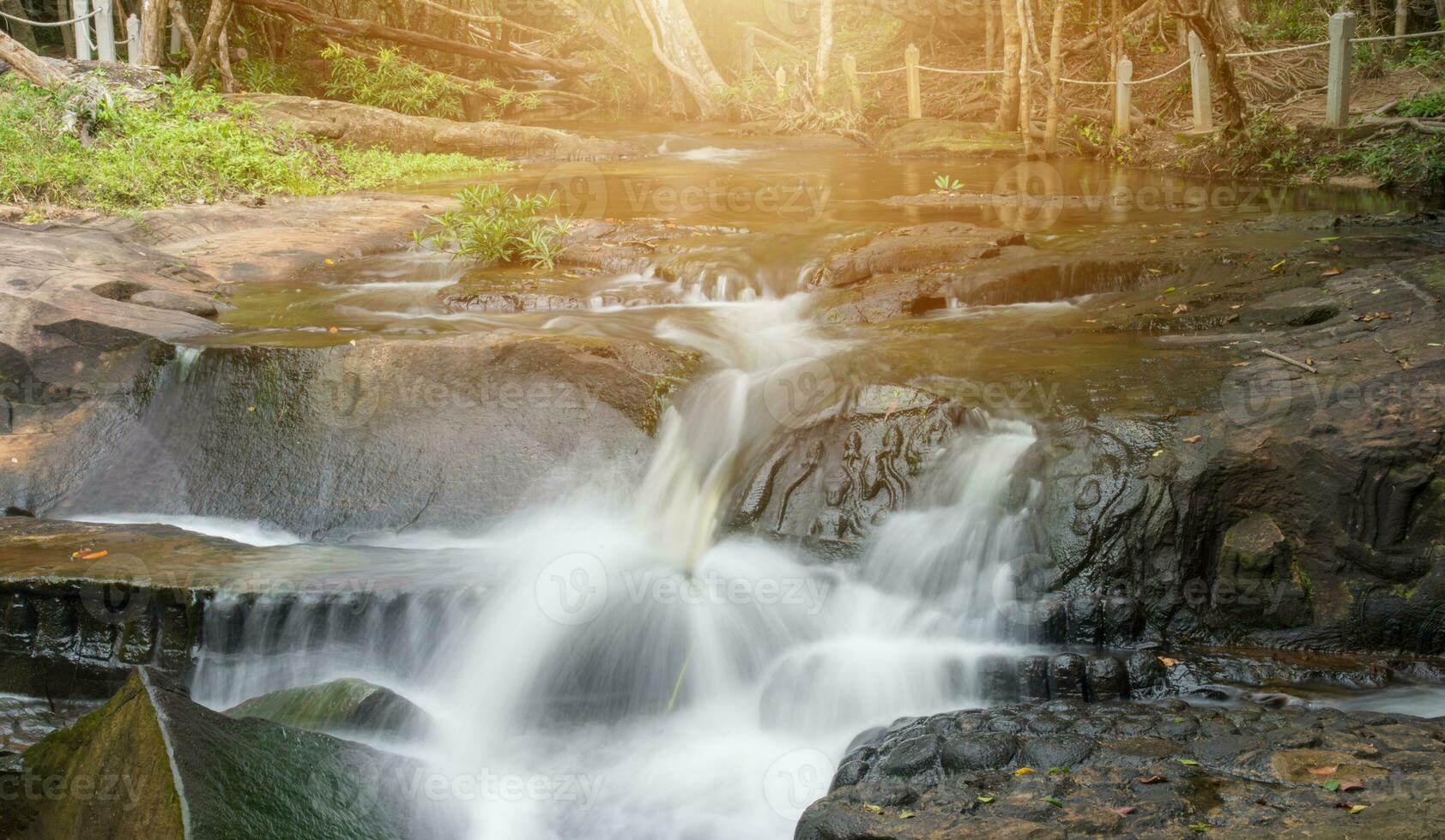 Kbal Spean the mystery waterfall on Kulen mountains range of the ancient Khmer empire  in Siem Reap province of Cambodia. photo