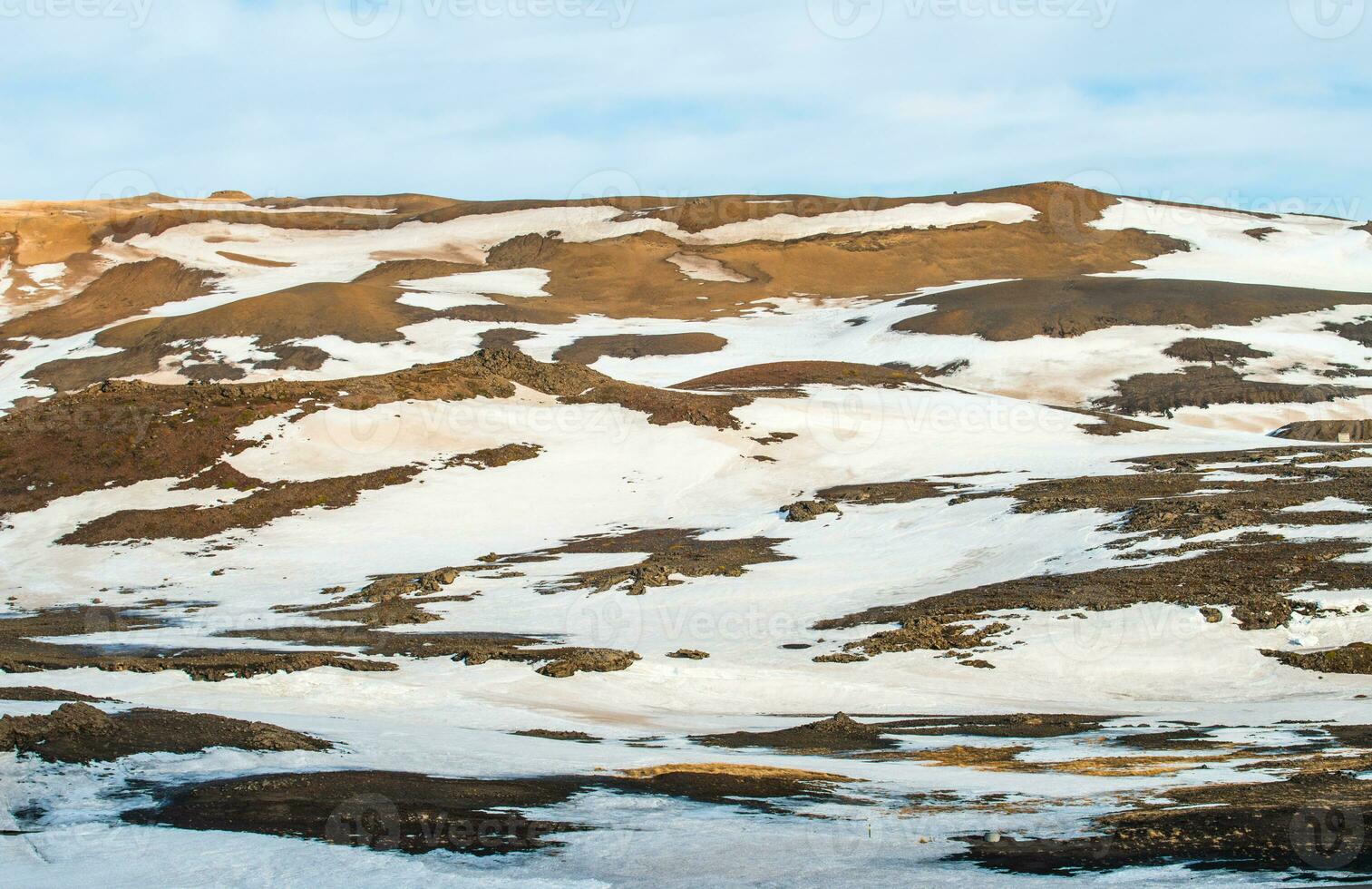 The beautiful scenery view of the mountains after snowing in Myvatn, North Iceland. photo