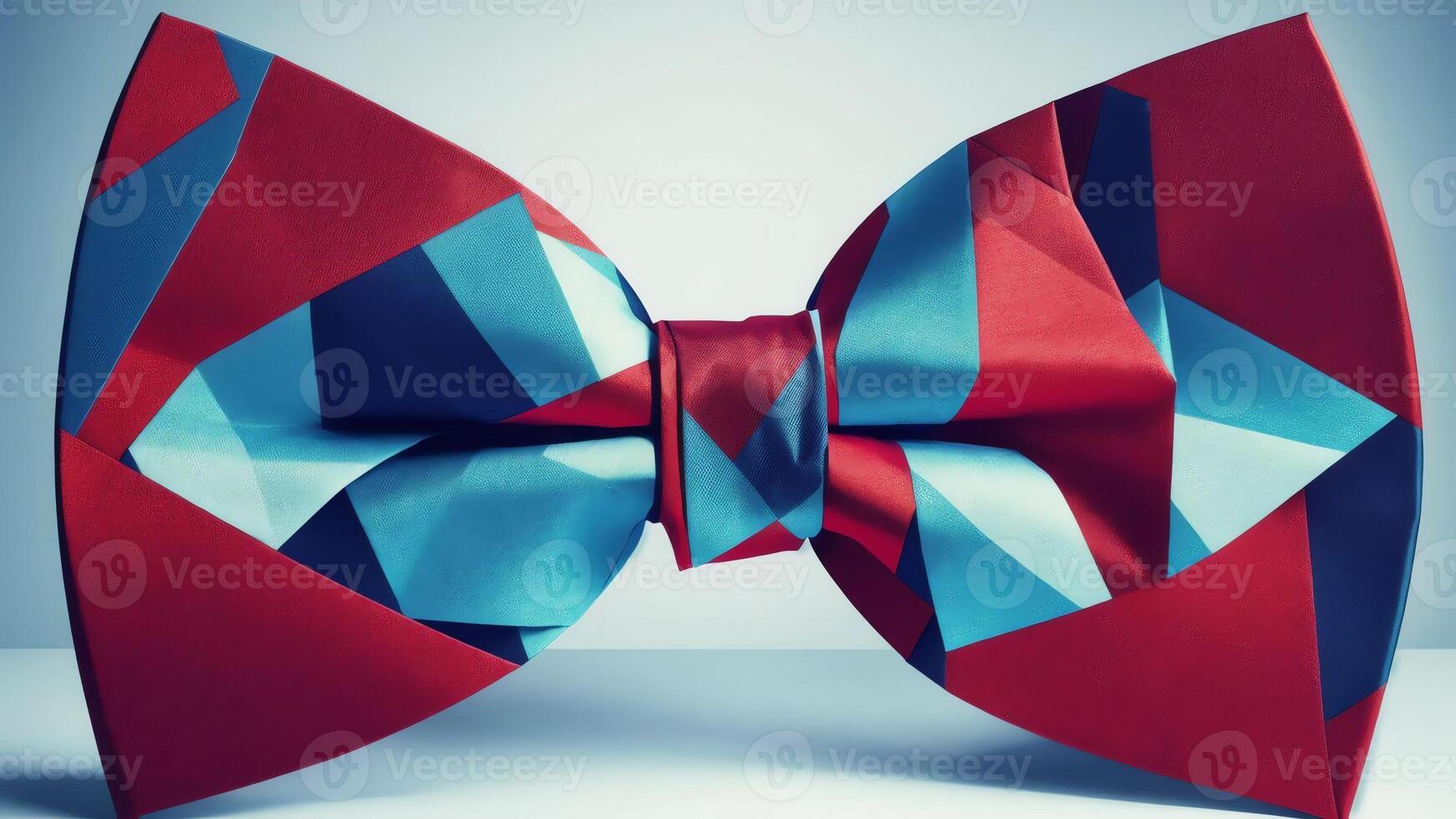 Travel in Style Celebrating National Bow Tie Day with a Paper Art Suitcase. AI Generated. photo