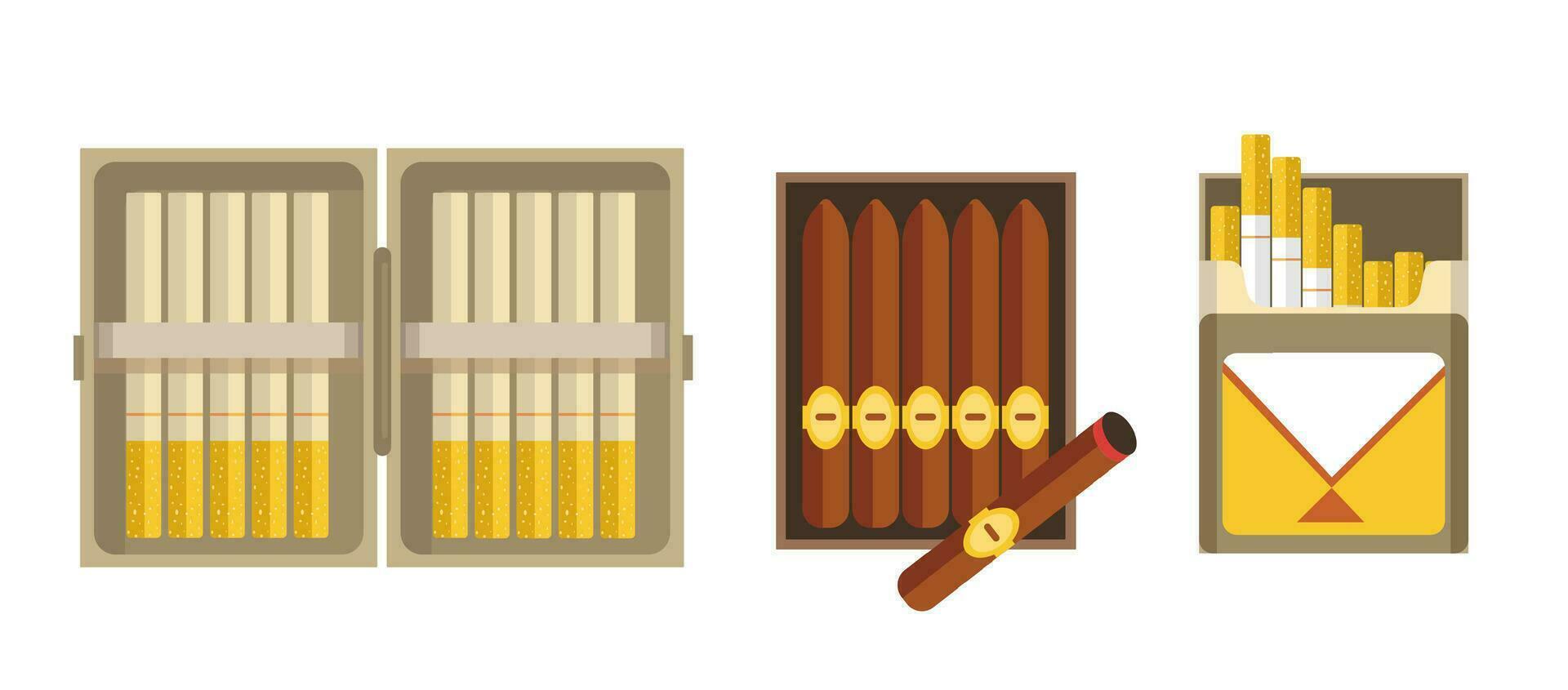 cigarrillos y cigarros en paquete, de fumar vector