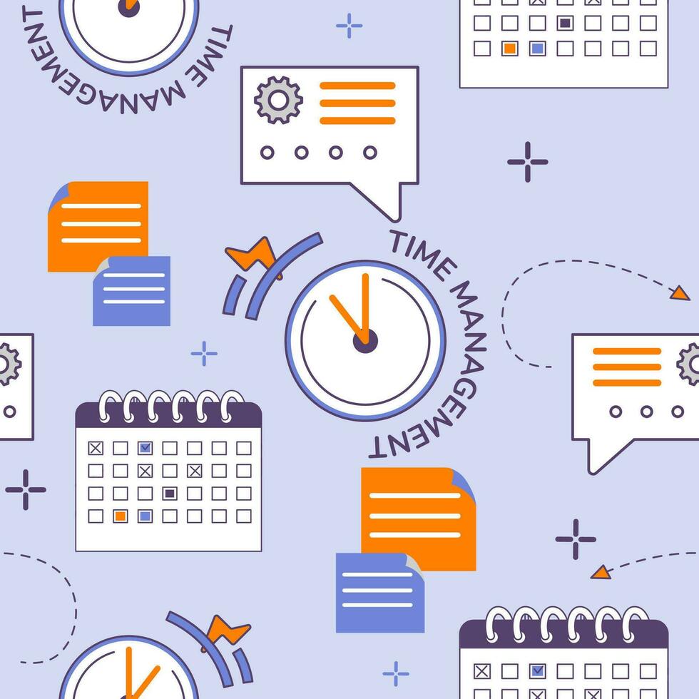 Time management and work tasks, pattern print vector