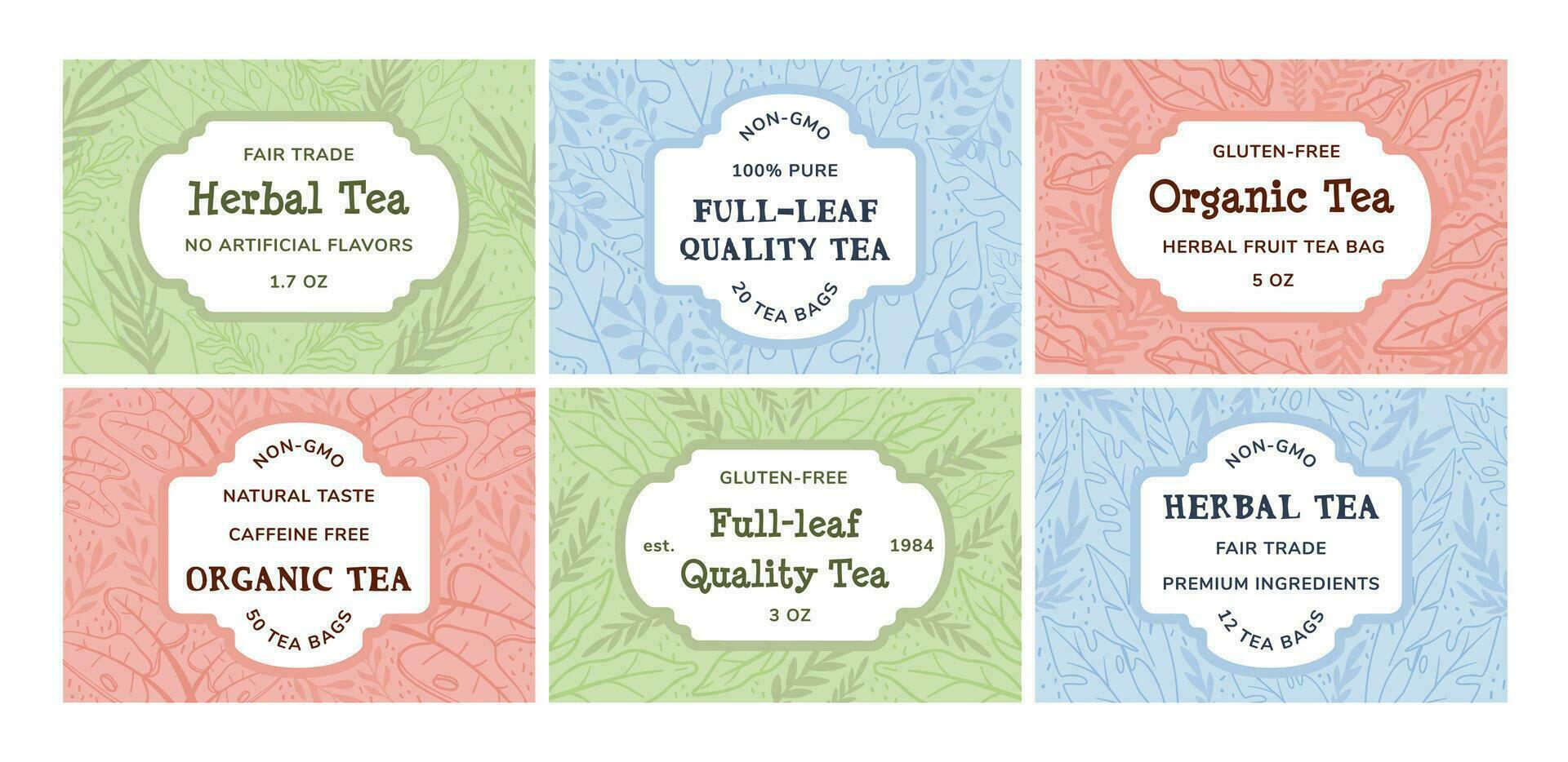 Sticker label design set for herbal tea package vector